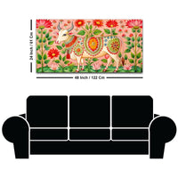 Floral Pichwai Cow Canvas Wall Painting | Indian Traditional Wall Painting