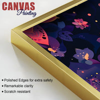 Floral Purple Pink Themed Lord Shri Ganesha Canvas Wall Painting for Home & Office – Elegant Spiritual Home Decor