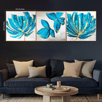 Flower & Lima Butterfly Framed Crystal Glass Painting Set of 3