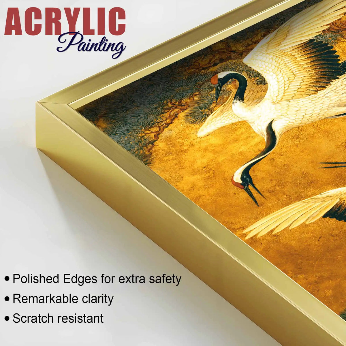 Flying Cranes Acrylic Wall Painting Set of 3