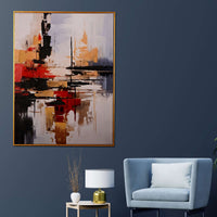 Fragments of Gold Abstract Hand Painted Wall Painting with Floating Frame