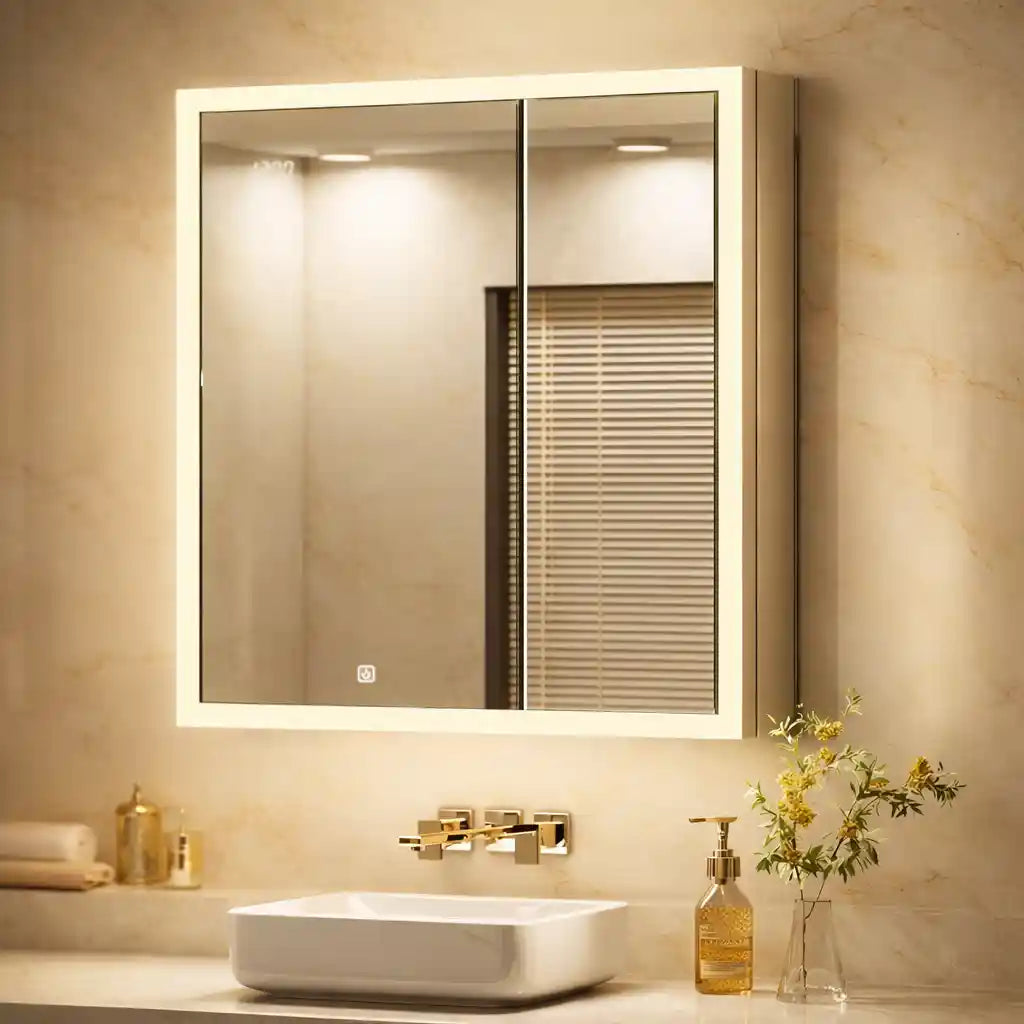 Frameless LED Mirror Cabinet with White Backlight and Touch Control