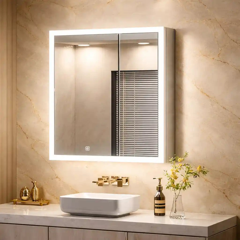 Frameless LED Mirror Cabinet with White Backlight and Touch Control
