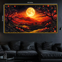 Full Moon Night Crystal Glass Painting for Wall Décor