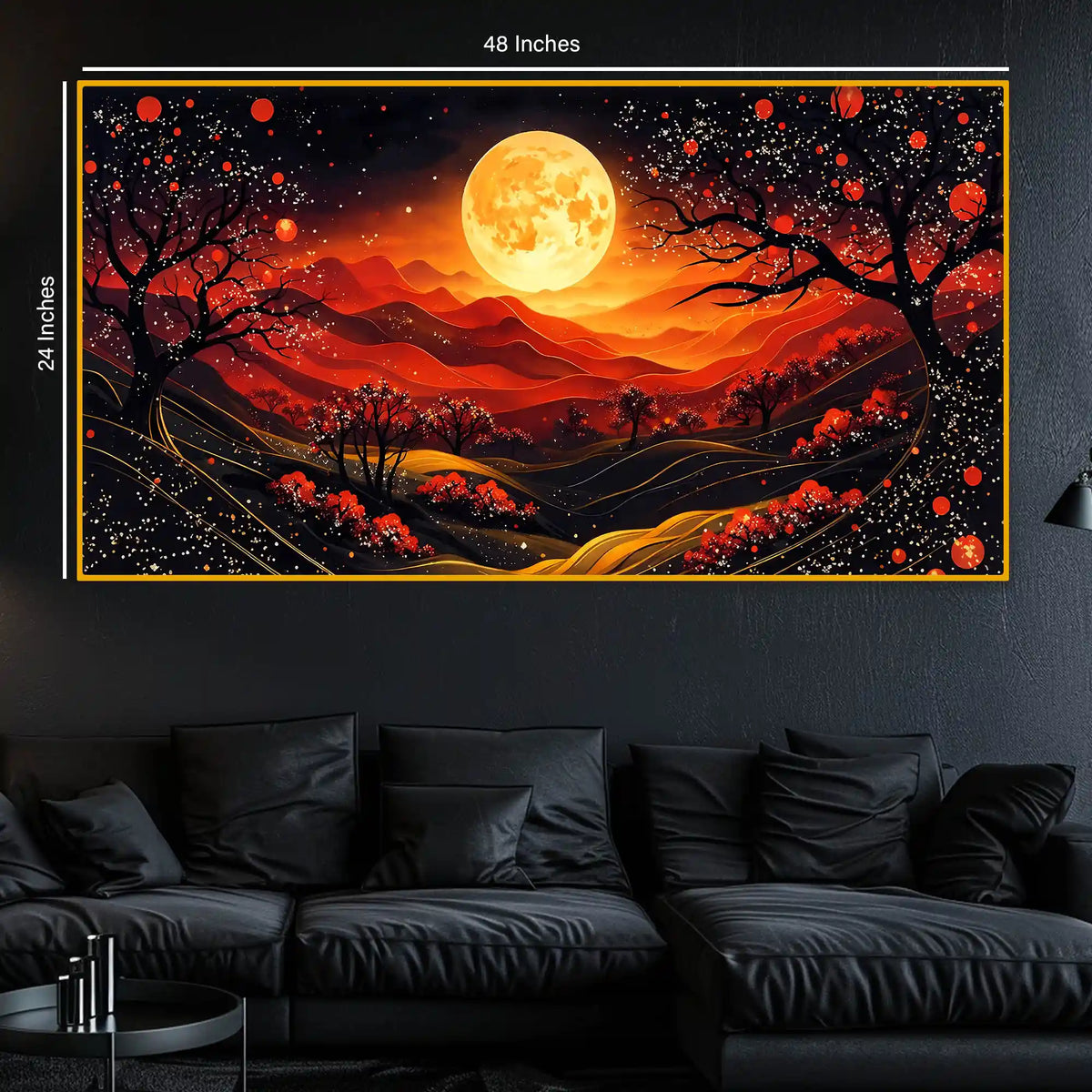 Full Moon Night Crystal Glass Painting for Wall Décor