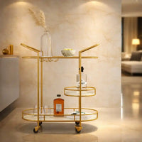 Functional Gold Bar Trolley with Curved Frame Design