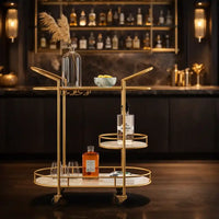 Functional Gold Bar Trolley with Curved Frame Design