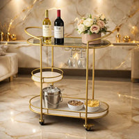 Functional Gold Bar Trolley with Curved Frame Design