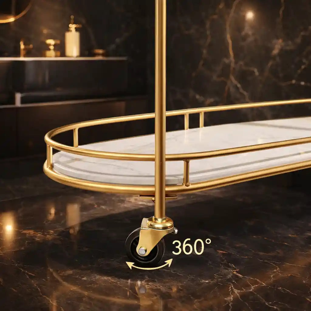 Functional Gold Bar Trolley with Curved Frame Design