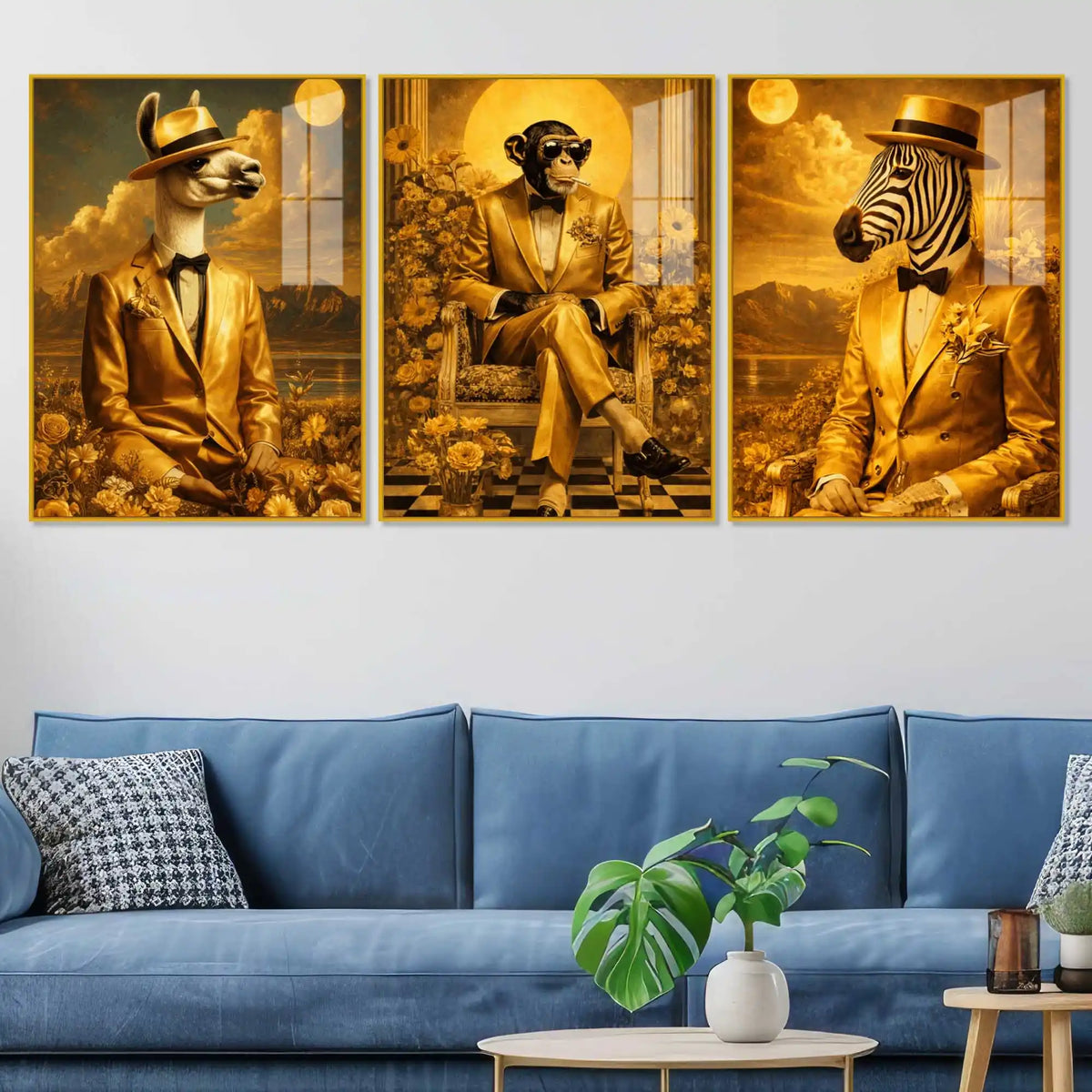 Funny Animal Acrylic Floating Wall Painting Set of 3