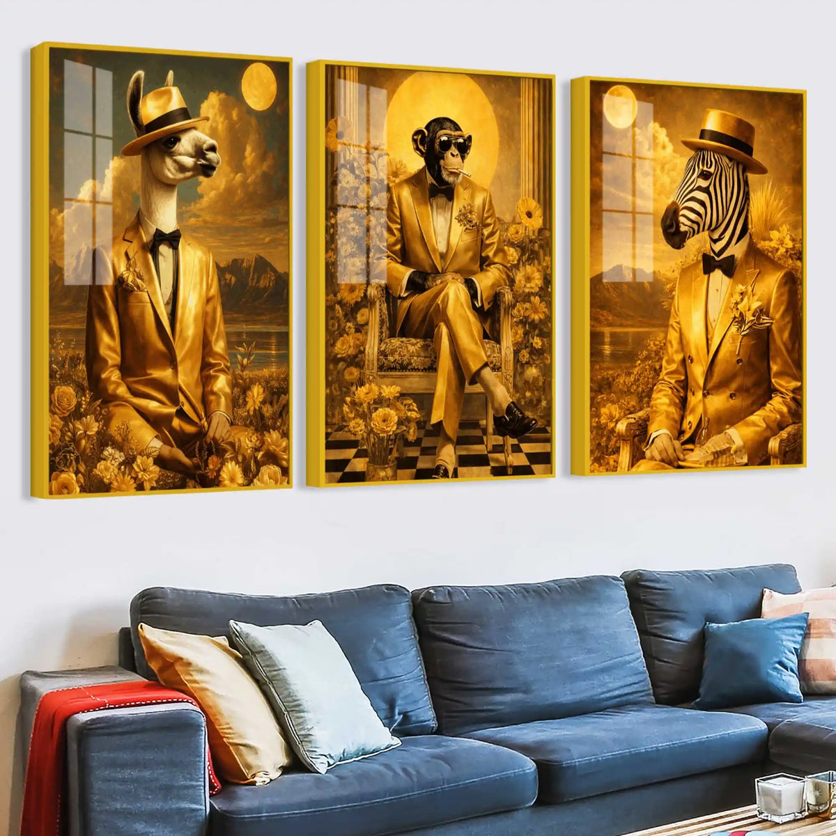 Funny Animal Acrylic Floating Wall Painting Set of 3