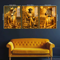Funny Animal Acrylic Floating Wall Painting Set of 3