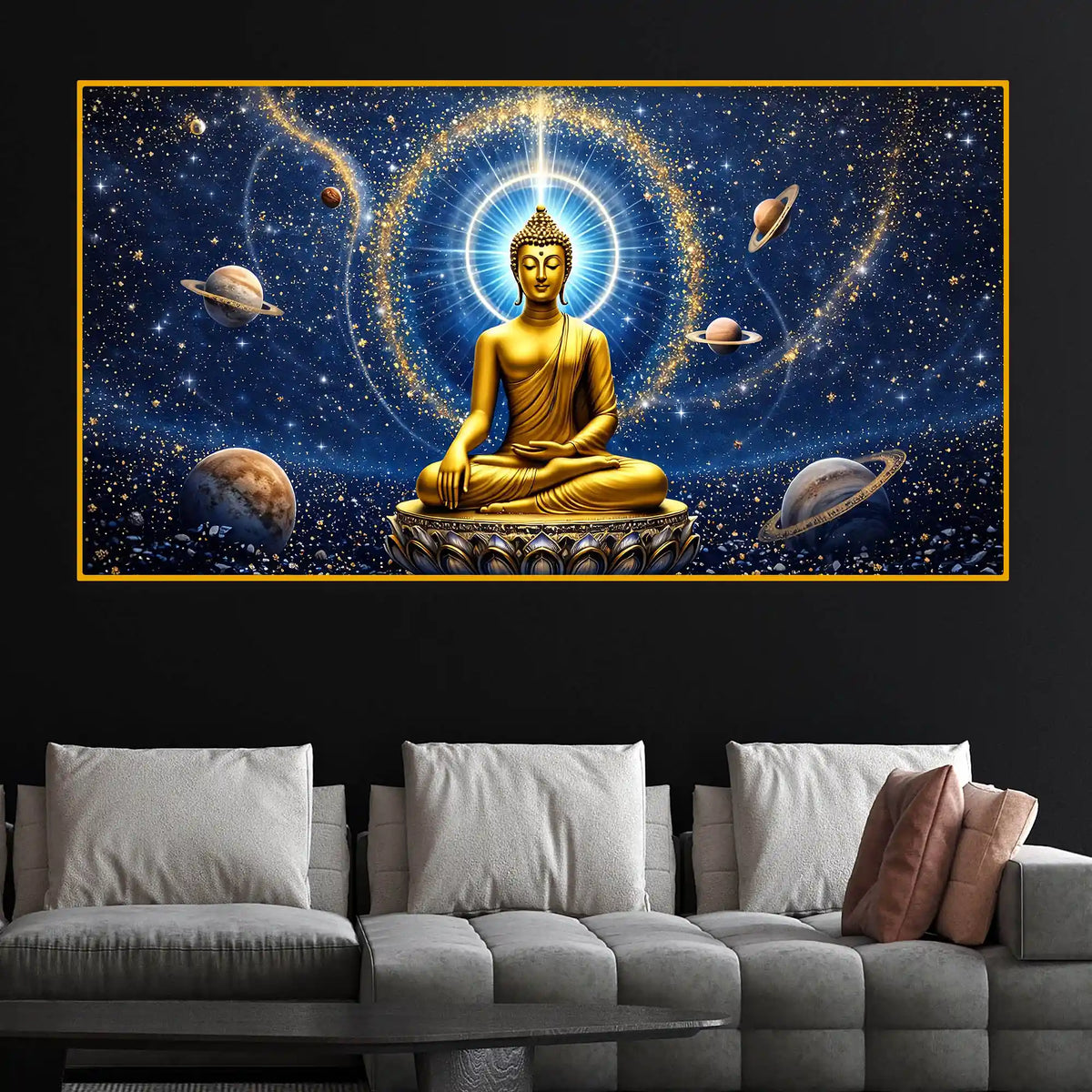 Galaxy Buddha Crystal Glass Painting for Meditation Wall Décor