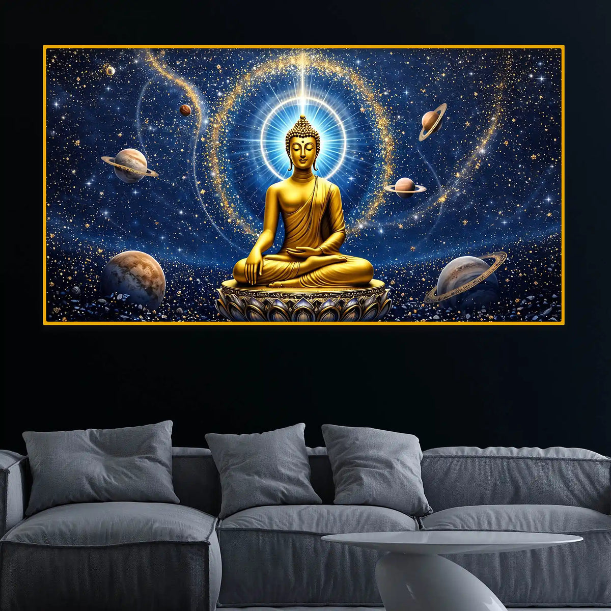 Galaxy Buddha Crystal Glass Painting for Meditation Wall Décor