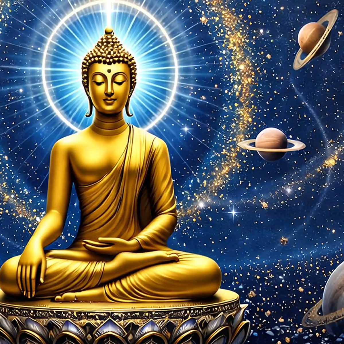 Galaxy Buddha Crystal Glass Painting for Meditation Wall Décor
