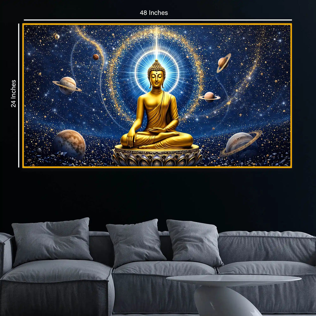 Galaxy Buddha Crystal Glass Painting for Meditation Wall Décor