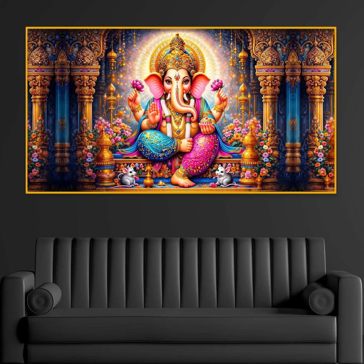 Ganesh Ji Crystal Glass Wall Painting for Festival Home Decor