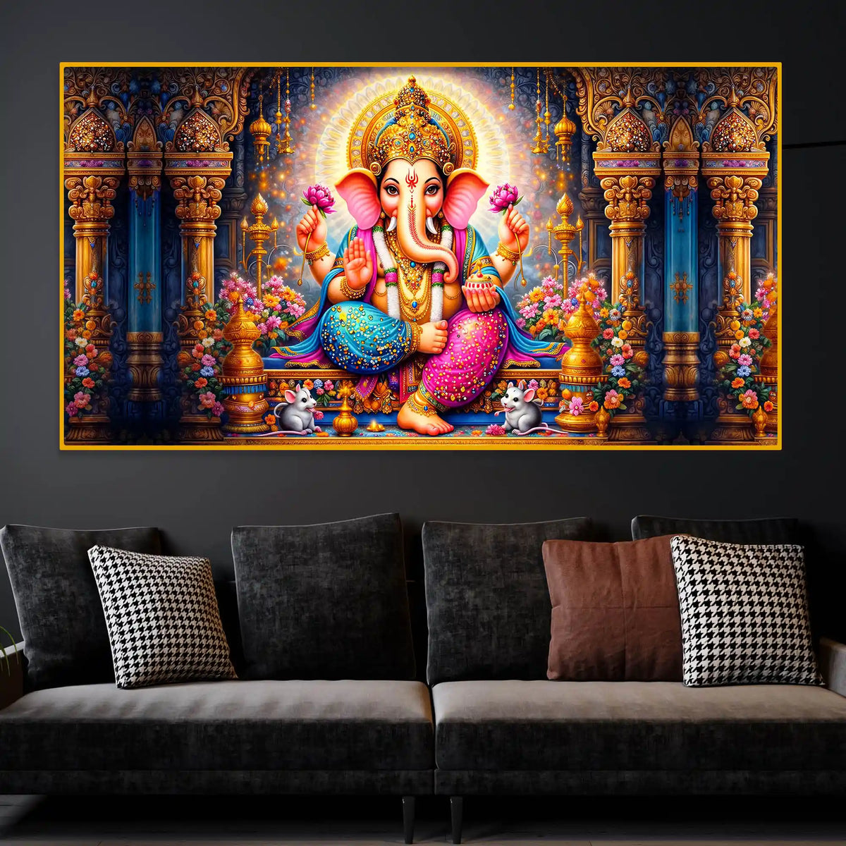 Ganesh Ji Crystal Glass Wall Painting for Festival Home Decor