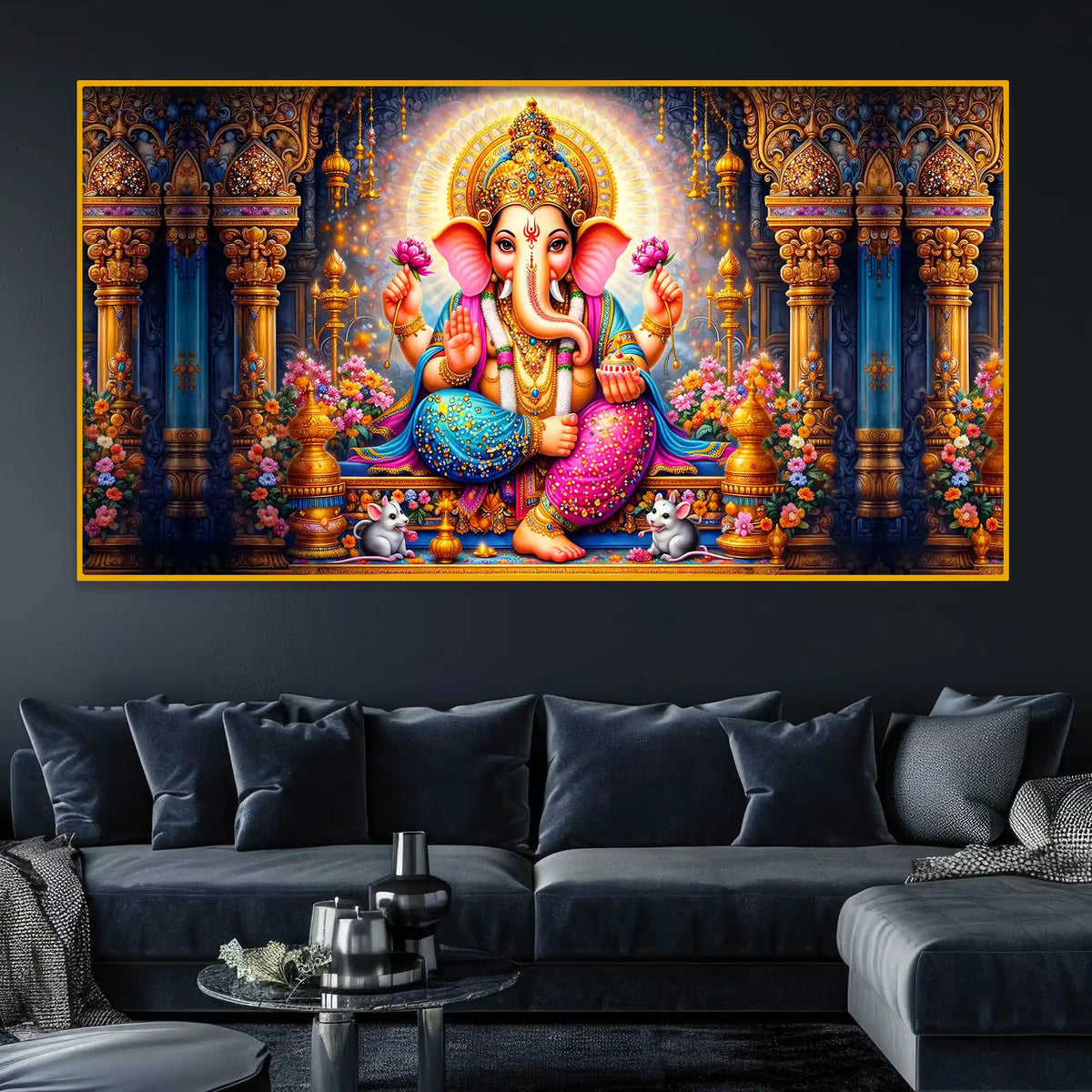 Ganesh Ji Crystal Glass Wall Painting for Festival Home Decor