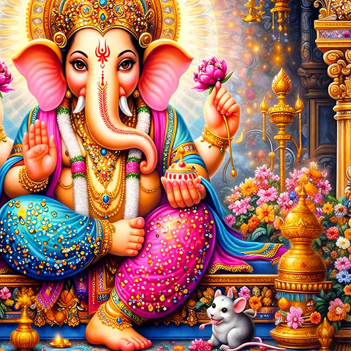 Ganesh Ji Crystal Glass Wall Painting for Festival Home Decor