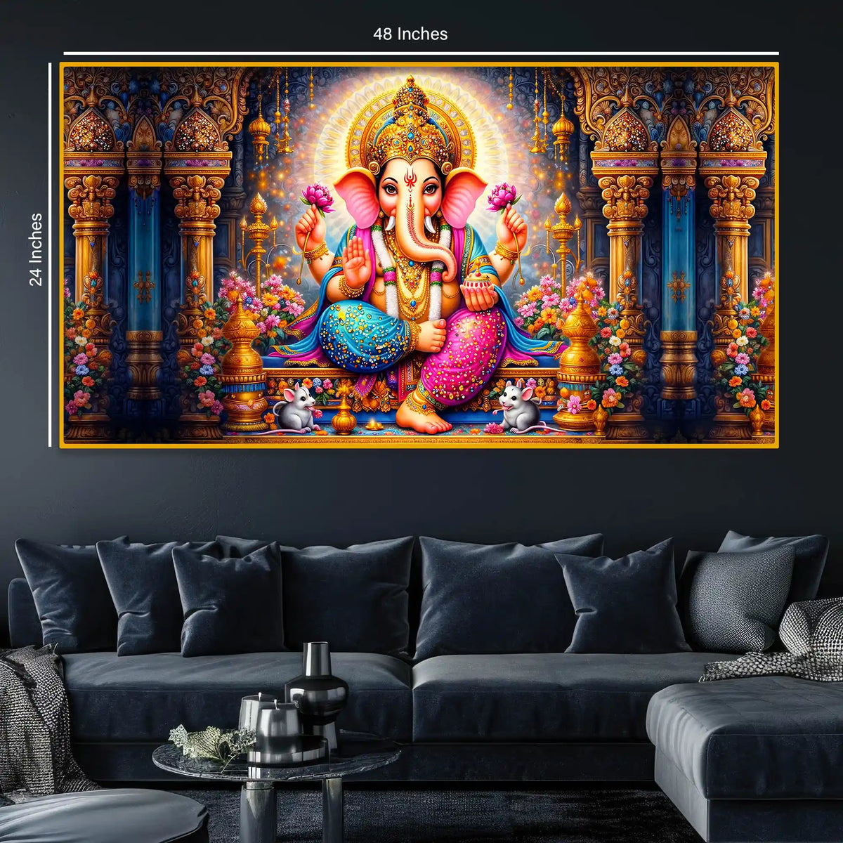 Ganesh Ji Crystal Glass Wall Painting for Festival Home Decor