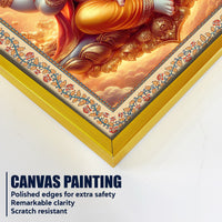 Ganesha Blessings and Prosperity Floral Border Vertical Wall Painting