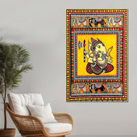 Ganpati Bappa Canvas Wall Painting | Indian Traditional Folk Art Home Decor
