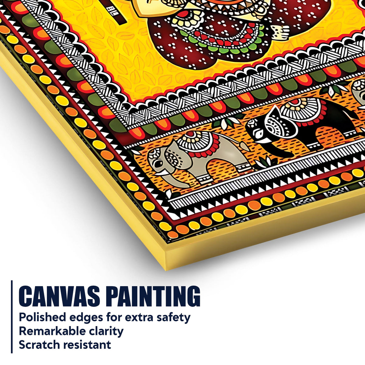 Ganpati Bappa Canvas Wall Painting | Indian Traditional Folk Art Home Decor