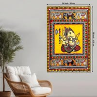 Ganpati Bappa Canvas Wall Painting | Indian Traditional Folk Art Home Decor