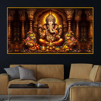 Ganpati Bappa Morya Crystal Glass Painting for Temple Style Décor