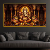 Ganpati Bappa Morya Crystal Glass Painting for Temple Style Décor