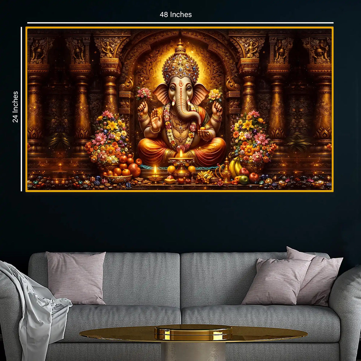 Ganpati Bappa Morya Crystal Glass Painting for Temple Style Décor