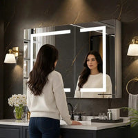 Geometric LED Light Mirror Cabinet with Soft Close Doors