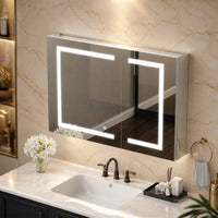 Geometric LED Light Mirror Cabinet with Soft Close Doors