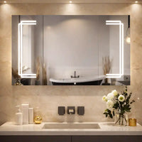 Geometric LED Light Mirror Cabinet with Soft Close Doors