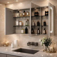 Geometric LED Light Mirror Cabinet with Soft Close Doors