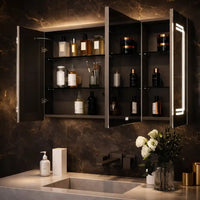 Geometric LED Light Mirror Cabinet with Soft Close Doors