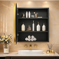 Gervon Round Medicine Cabinet Golden Wall Mounted Mirror