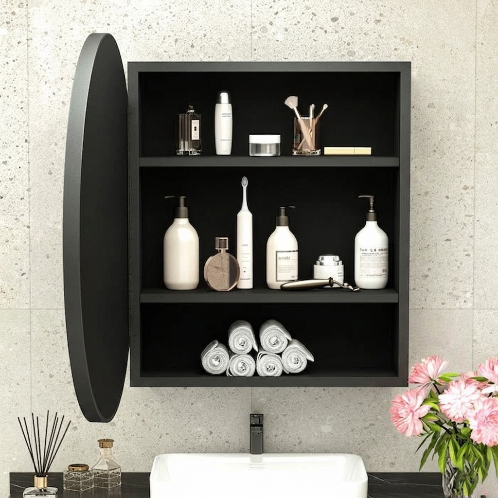 Gervon Round Medicine Cabinet Wall Mounted Mirror