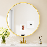 Gervon Round Medicine Cabinet White Gold Wall Mounted Mirror