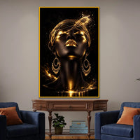Glam Woman Portrait Floating Frame Crystal Wall Painting