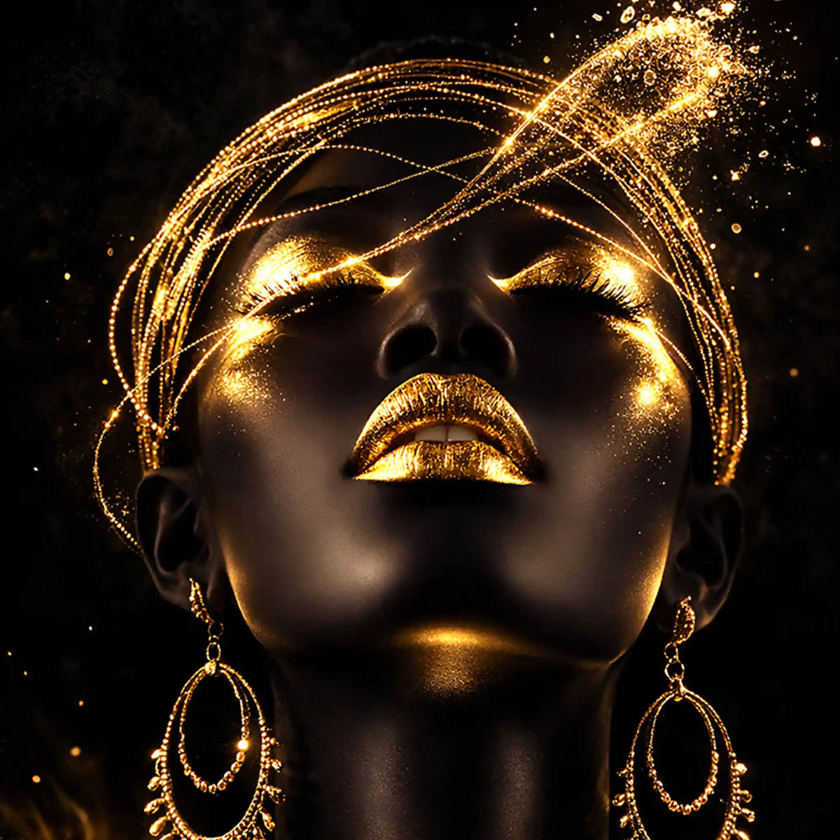Glam Woman Portrait Floating Frame Crystal Wall Painting