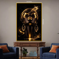 Glam Woman Portrait Floating Frame Crystal Wall Painting