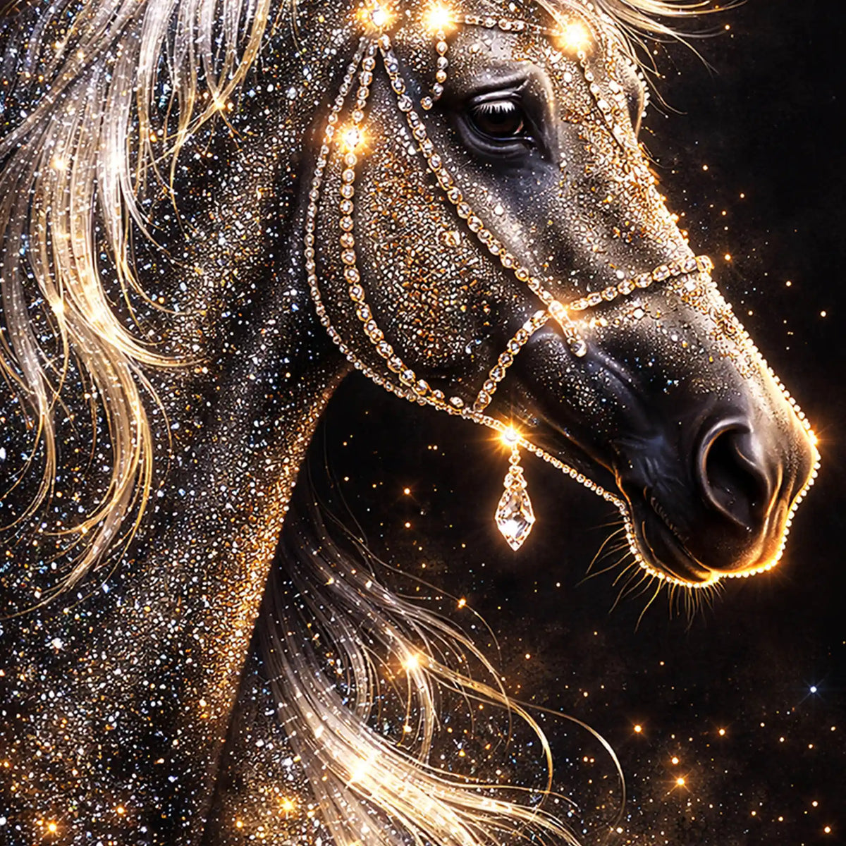 Glamorous Horse Wall Art Floating Frame Crystal Wall Painting