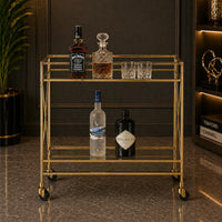 Glamorous Two-Tier Gold Bar Cart Drinks Trolley