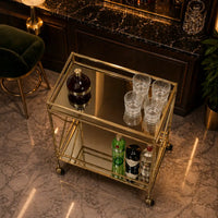 Glamorous Two-Tier Gold Bar Cart Drinks Trolley