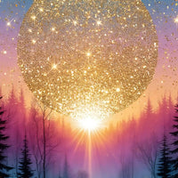 Glittering Sun Over Forest Floating Frame Crystal Wall Painting