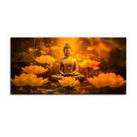 Glowing Lotus Buddha Canvas Painting