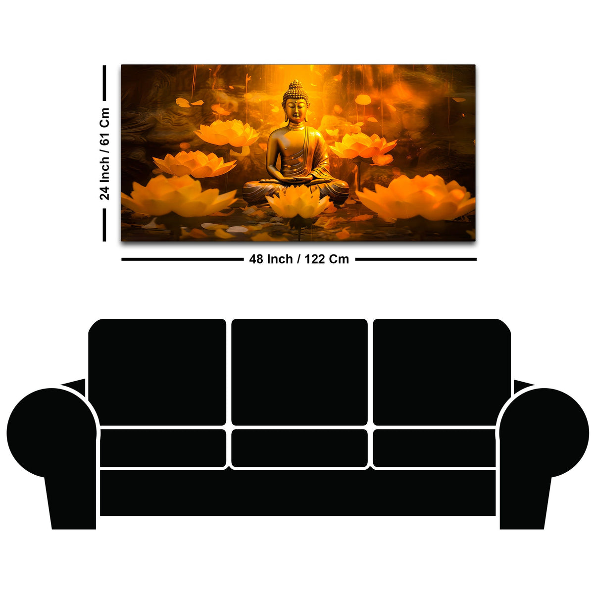 Glowing Lotus Buddha Canvas Painting