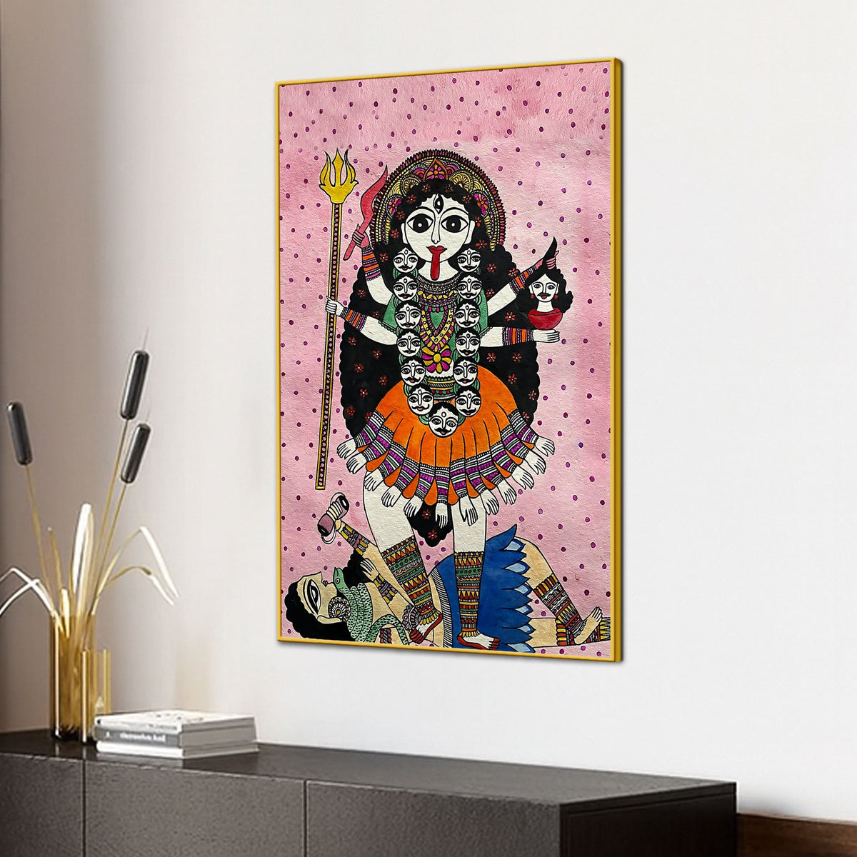 Goddess Kali Madhubani Style Canvas Wall Painting